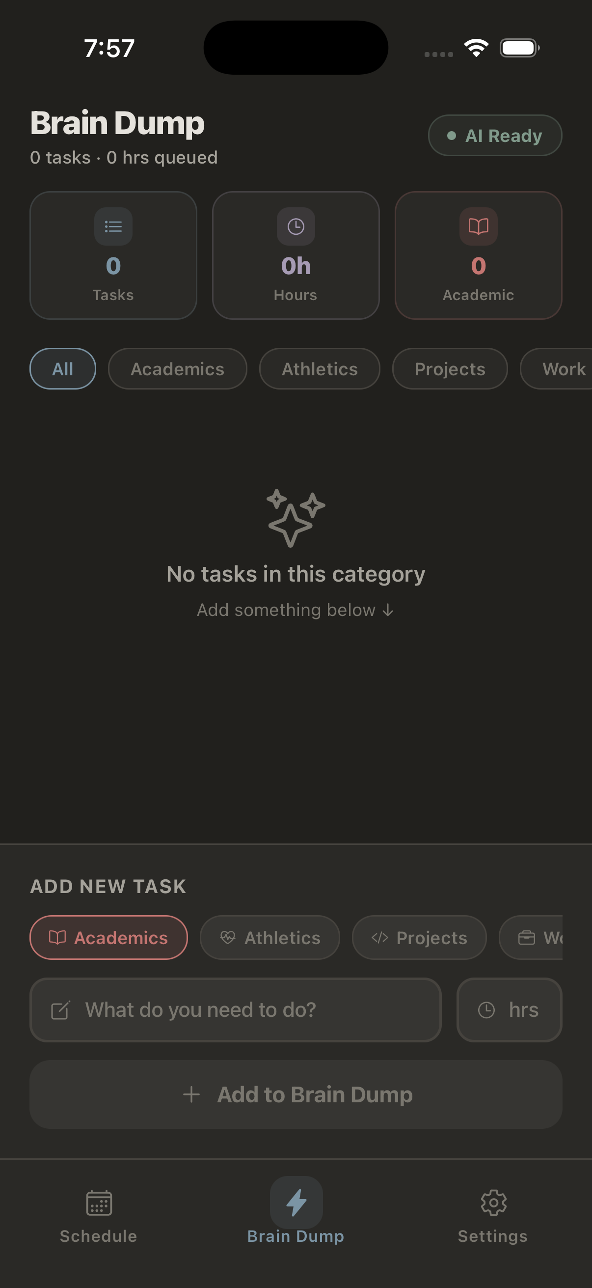 Pippin Brain Dump Screen