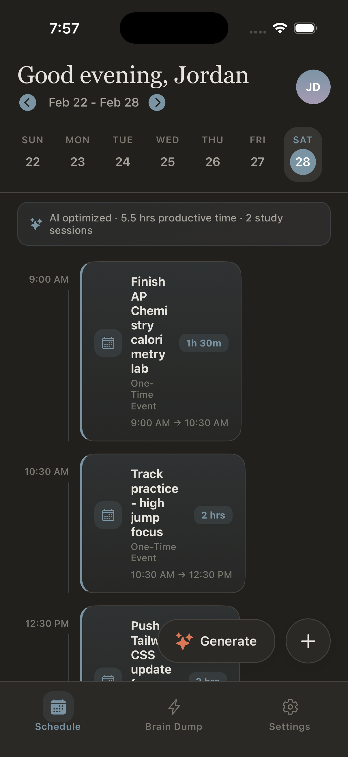 Pippin Schedule Screen